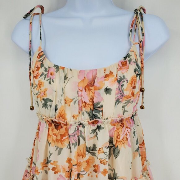 Saints + Secrets Floral Boho Feminine Babydoll Ruffle Tiered Floral Mini Dress S - Picture 6 of 8